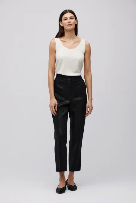 Pantaloni de costum negru din in