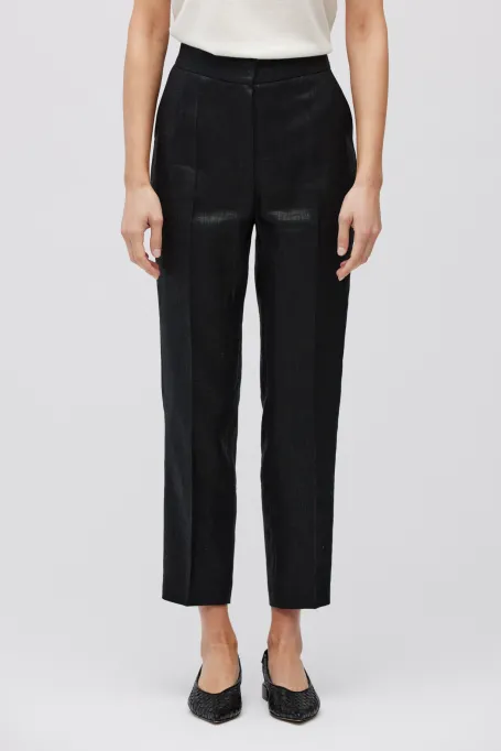 Pantaloni de costum negru din in