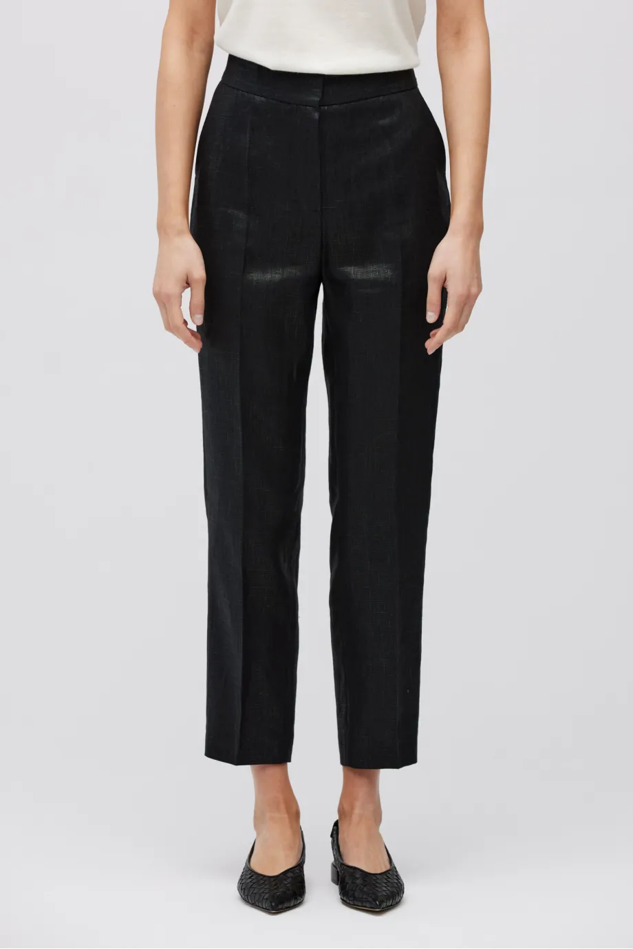 Pantaloni de costum negru din in Pantaloni de costum negru din in
