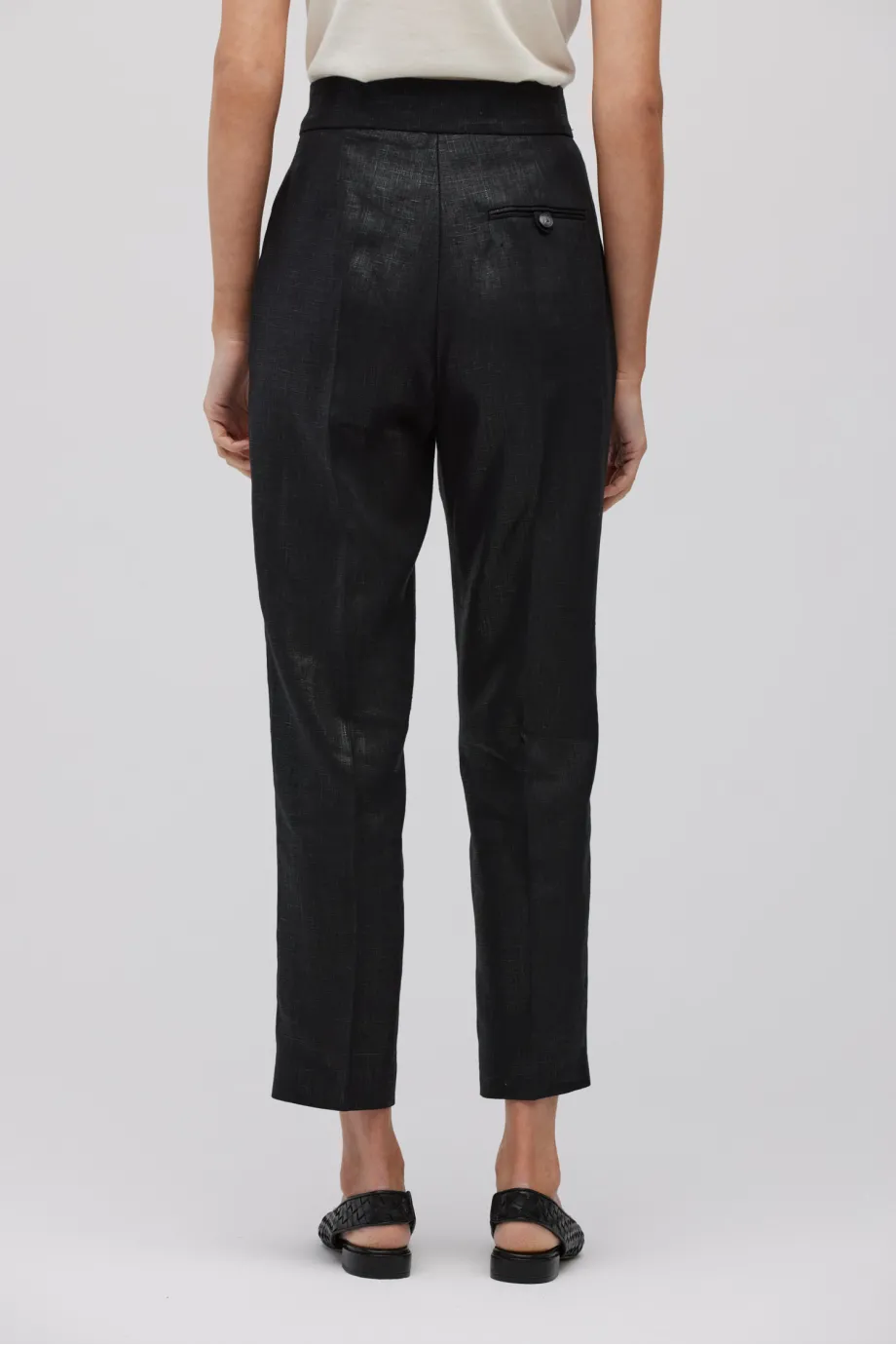 Pantaloni de costum negru din in Pantaloni de costum negru din in