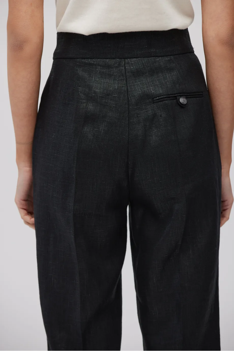Pantaloni de costum negru din in Pantaloni de costum negru din in