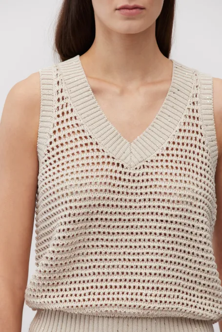 Top bej cu model ajurat - Patrizia Aryton