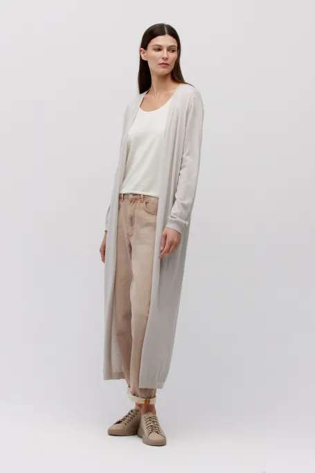 Cardigan lung de lână gri