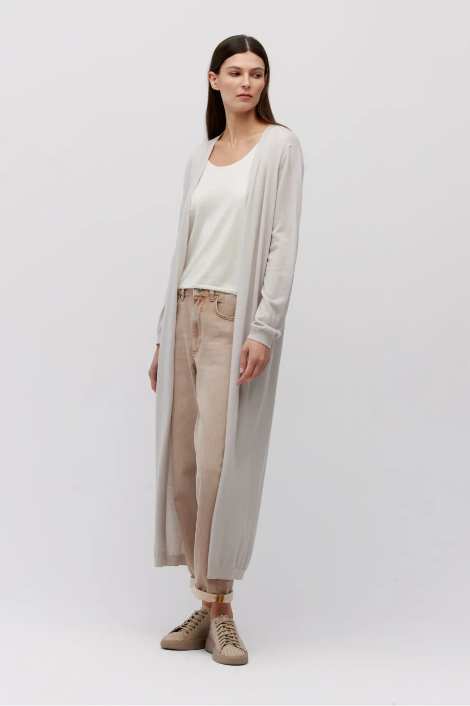 Cardigan lung de lână gri Cardigan lung de lână gri