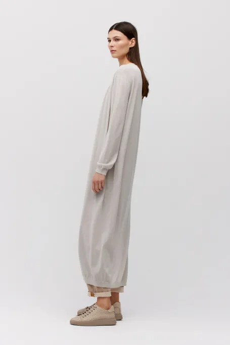 Cardigan lung de lână gri