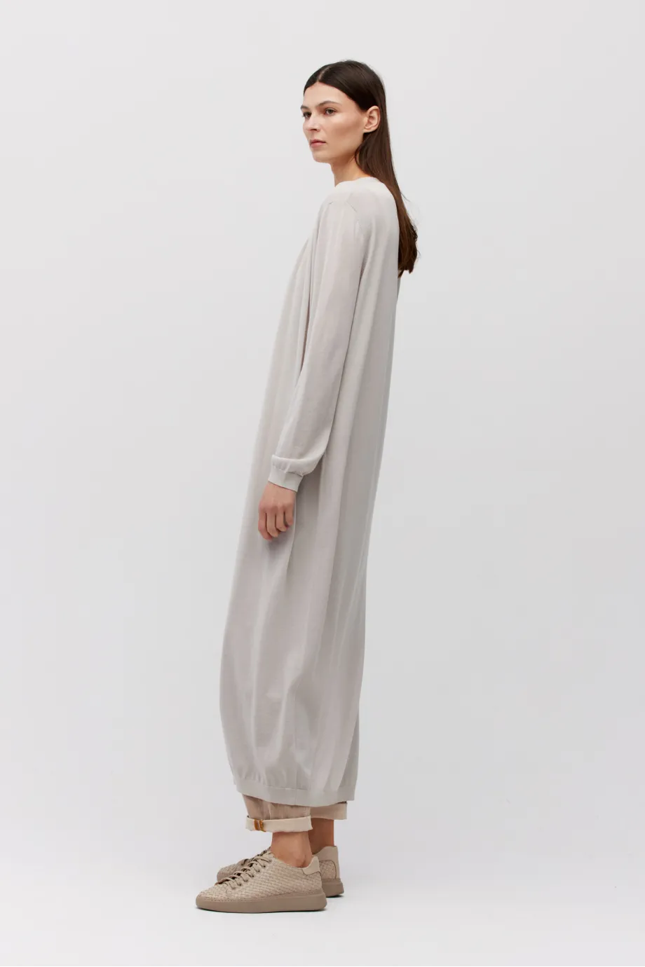 Cardigan lung de lână gri Cardigan lung de lână gri