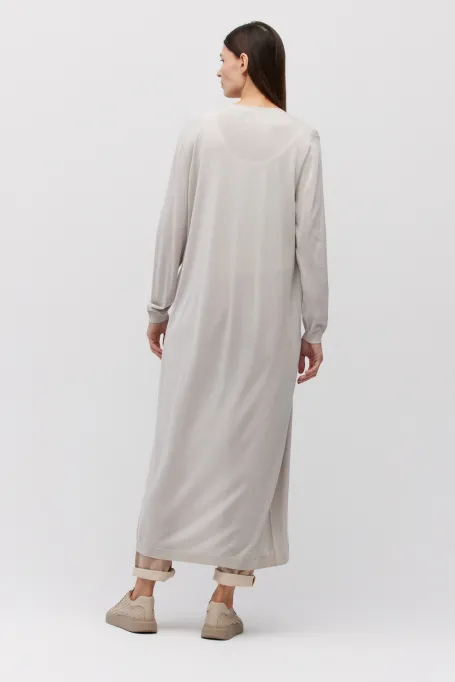 Cardigan lung de lână gri