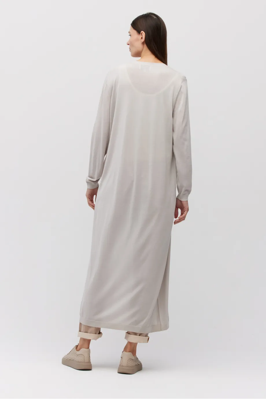 Cardigan lung de lână gri Cardigan lung de lână gri