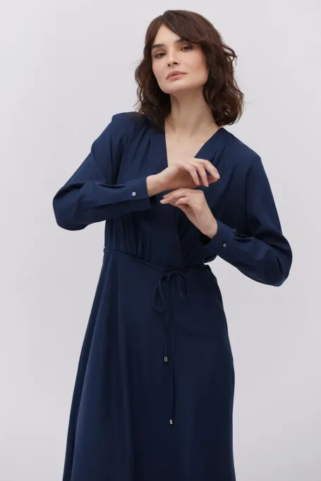 Rochie bleumarin din mătase