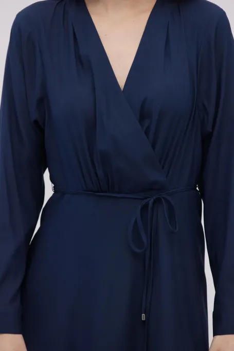 Rochie bleumarin din mătase