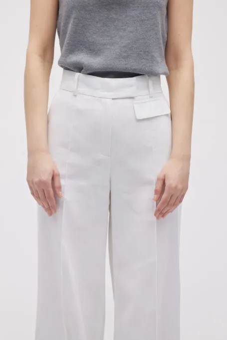 Pantaloni albi din in