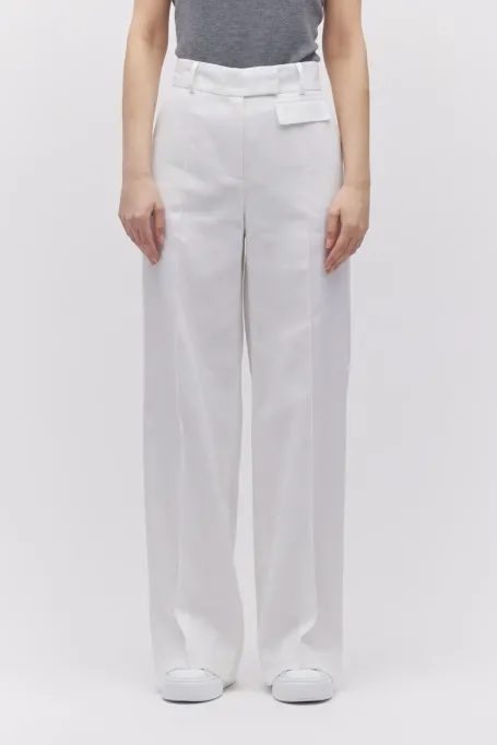 Pantaloni albi din in