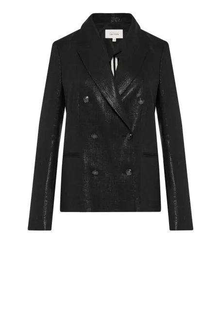 Jachetă neagră lejeră din in