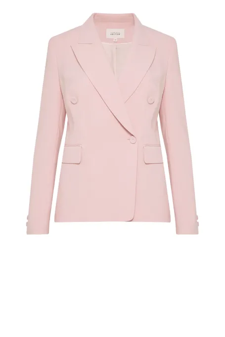 Jachetă de costum la două piept în roz pudrat