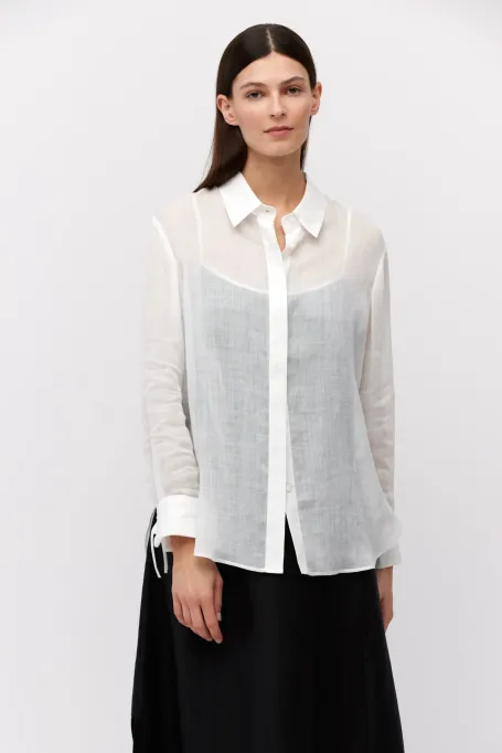 Cămașă albă ramie largi