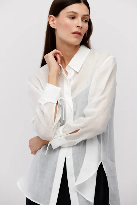 Cămașă albă ramie largi