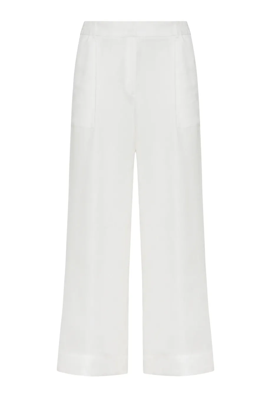 Pantaloni albi largi din in Pantaloni albi largi din in