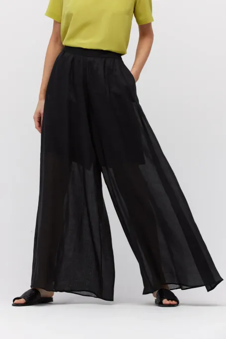 Pantaloni negri cu picioare largi