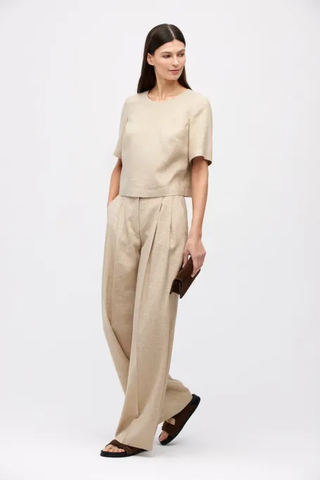 Pantaloni bej din in