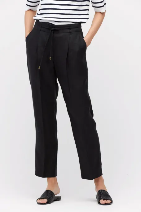 Pantaloni negri din in