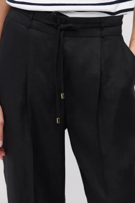 Pantaloni negri din in Pantaloni negri din in