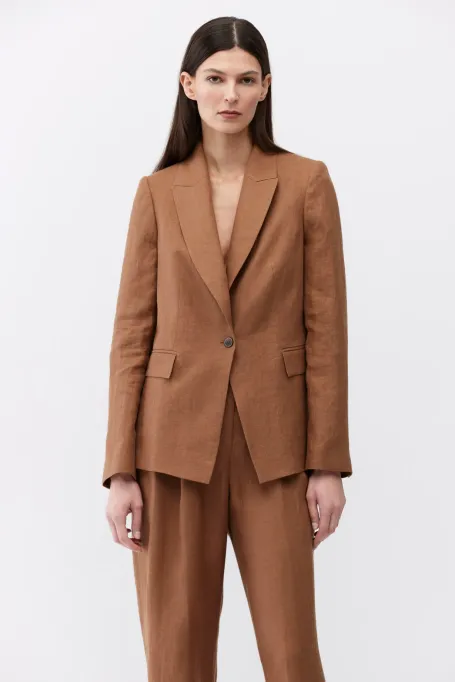 Sacou maro din in, parte a unui costum