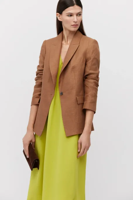 Sacou maro din in, parte a unui costum