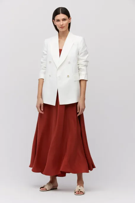 Jachetă de costum albă din in