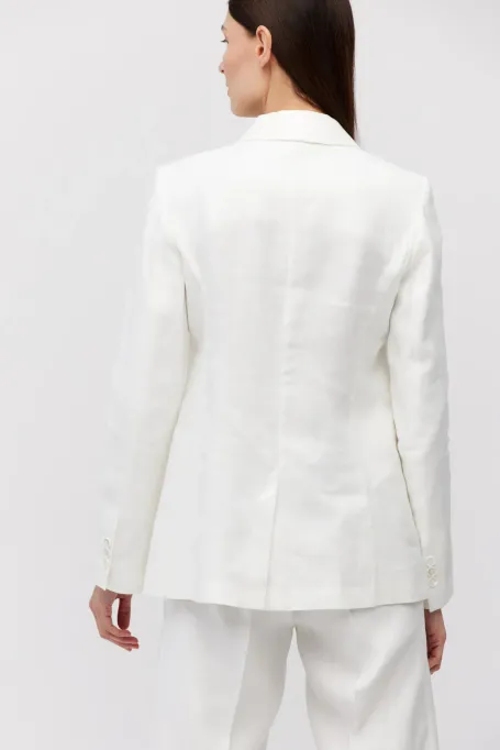 Jachetă de costum albă din in