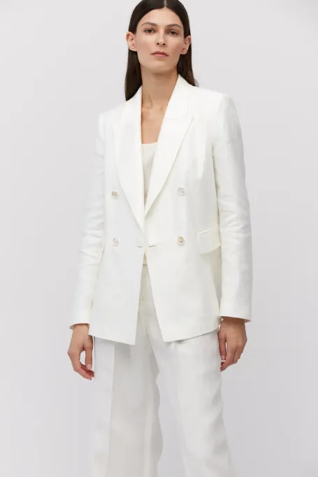 Jachetă de costum albă din in