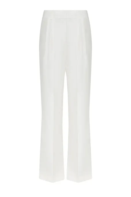 Pantaloni largi din in alb