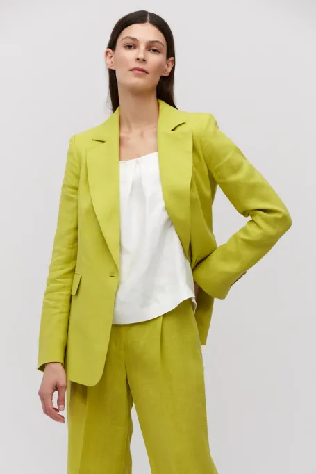 Geaca de costum verde lime din in