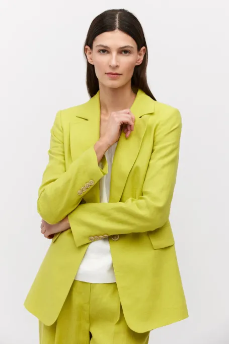 Geaca de costum verde lime din in