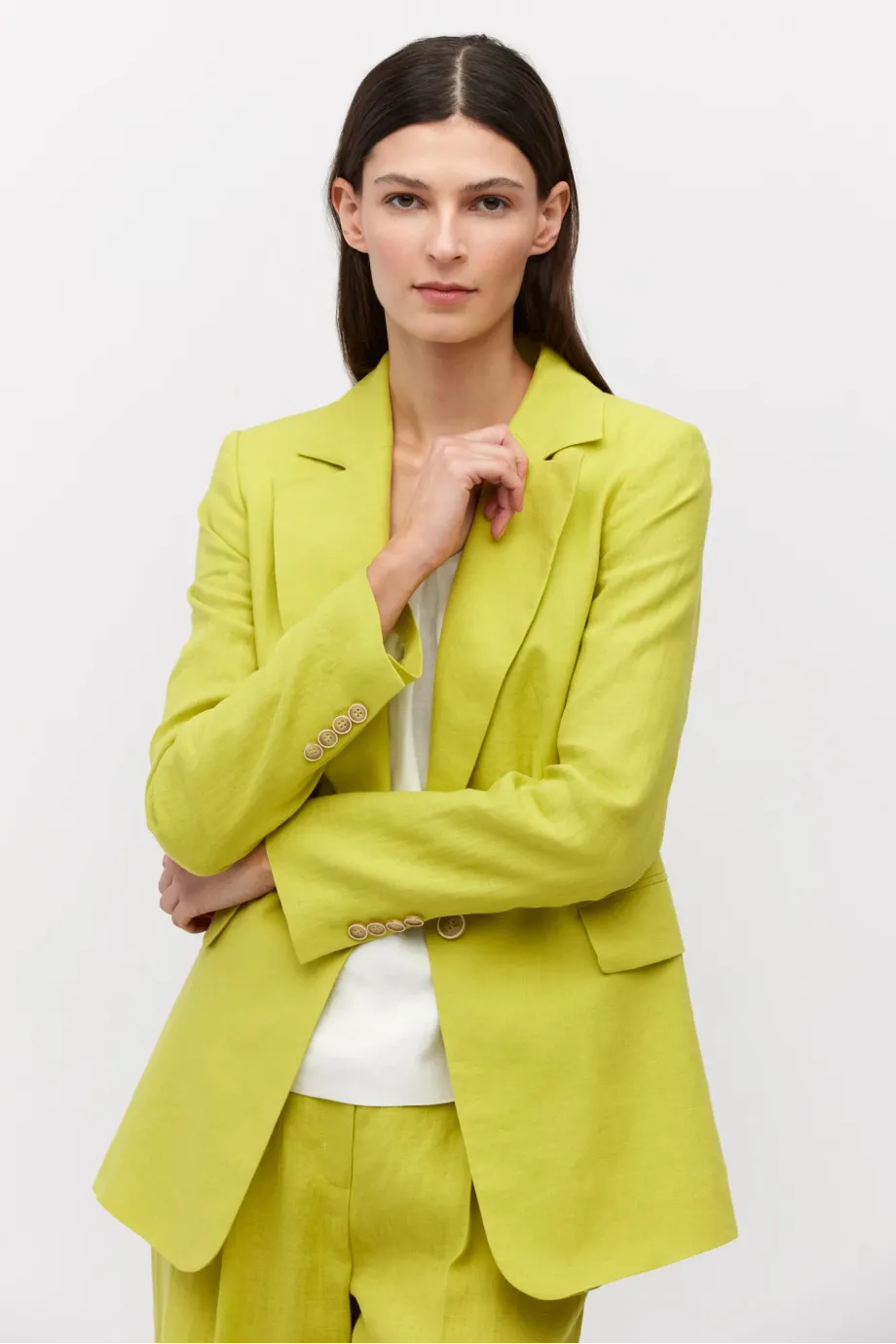 Geaca de costum verde lime din in Geaca de costum verde lime din in