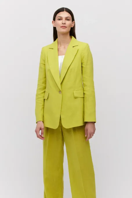 Geaca de costum verde lime din in