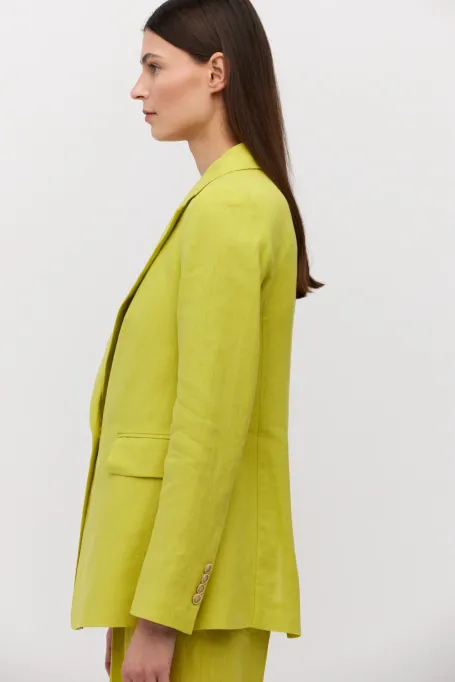 Geaca de costum verde lime din in