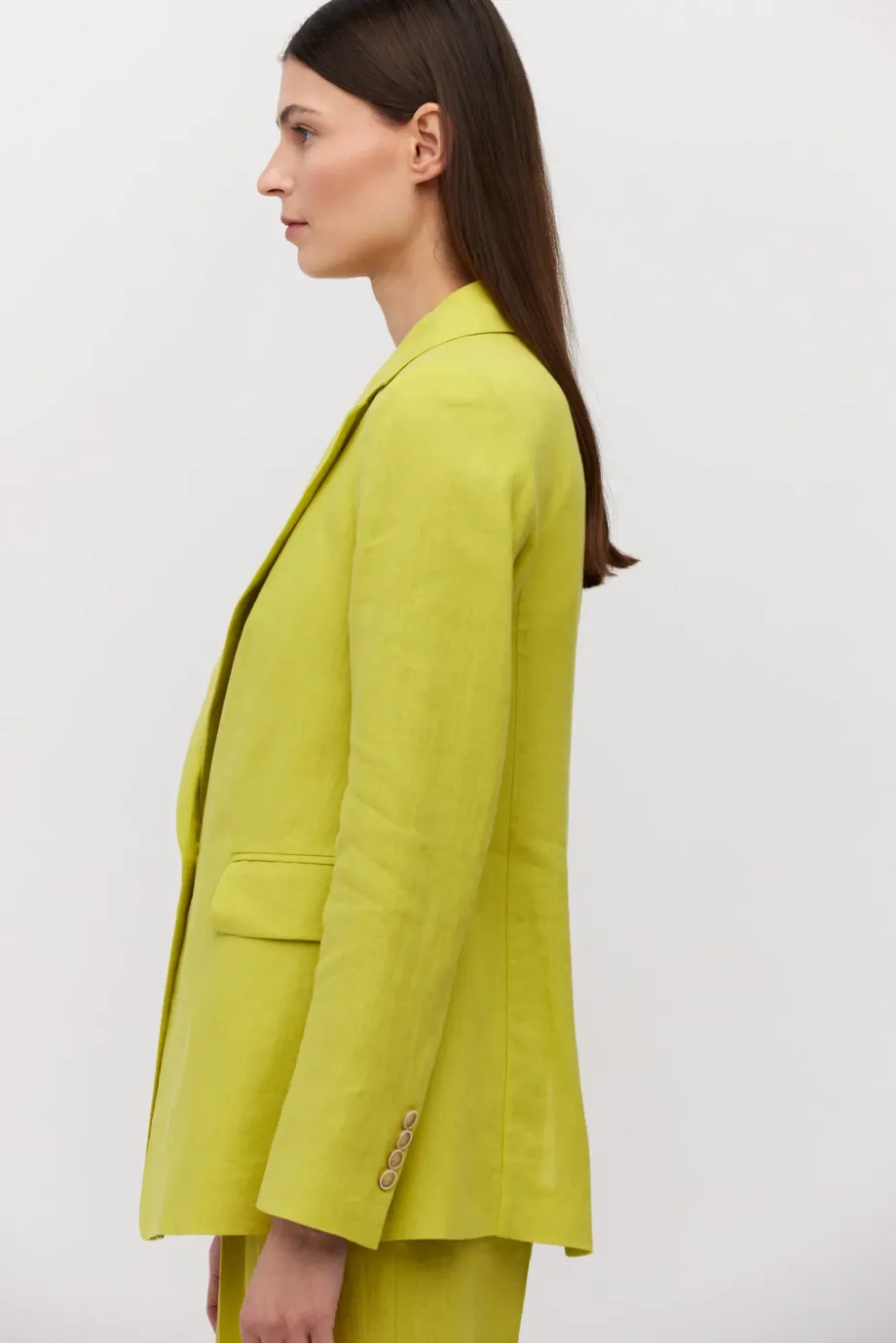 Geaca de costum verde lime din in Geaca de costum verde lime din in
