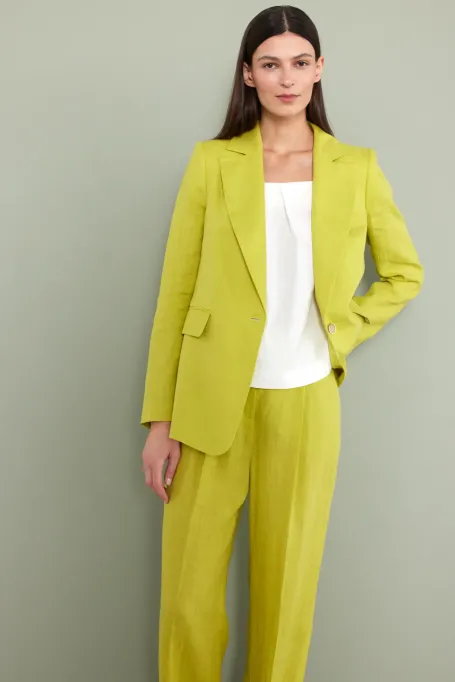 Geaca de costum verde lime din in