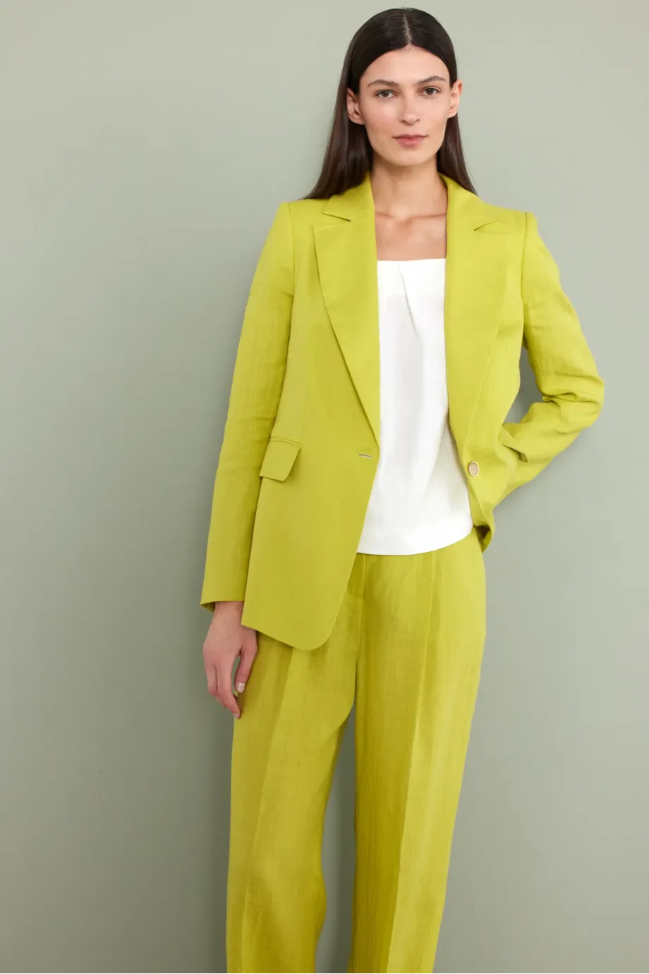 Geaca de costum verde lime din in Geaca de costum verde lime din in
