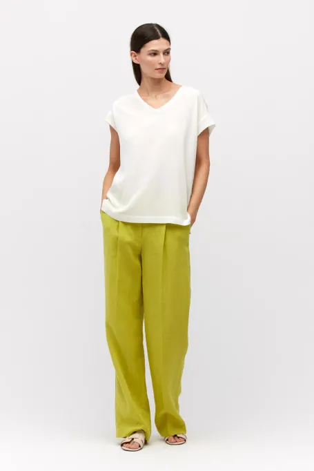 Pantaloni largi din in tei