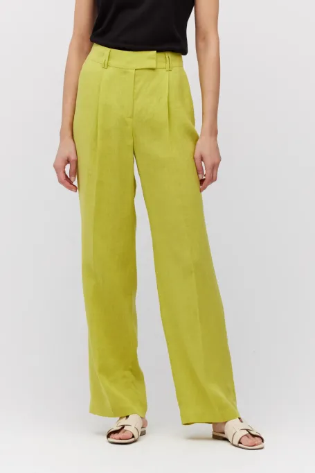 Pantaloni largi din in tei