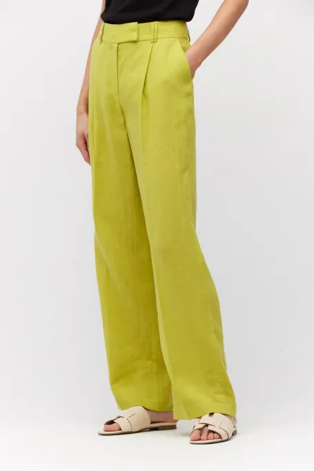 Pantaloni largi din in tei