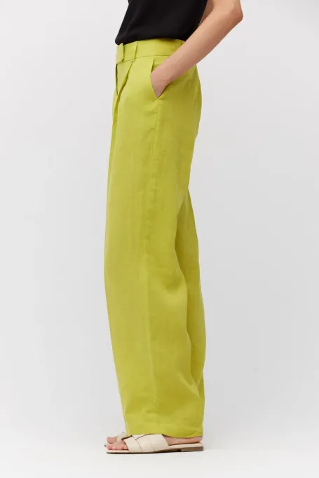 Pantaloni largi din in tei