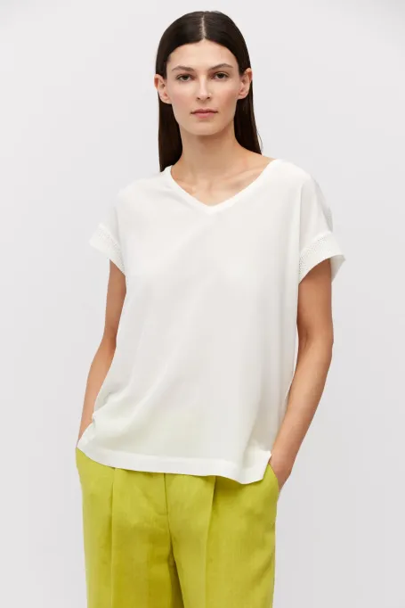 Bluza alba din matase tricotata