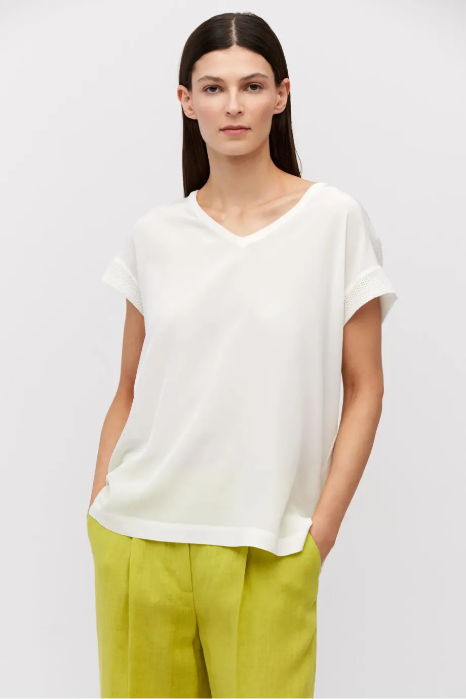 Bluza alba din matase tricotata Bluza alba din matase tricotata