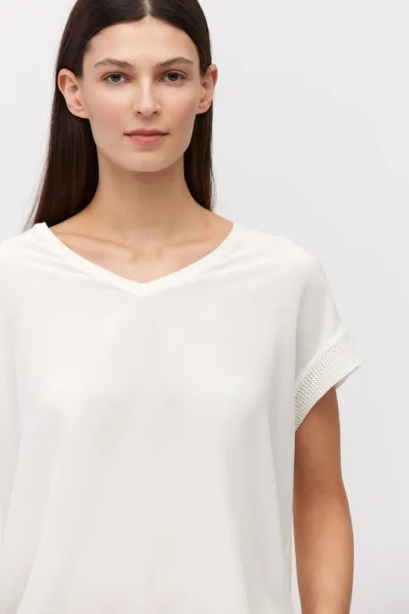 Bluza alba din matase tricotata