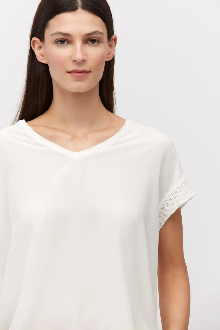 Bluza alba din matase tricotata Bluza alba din matase tricotata