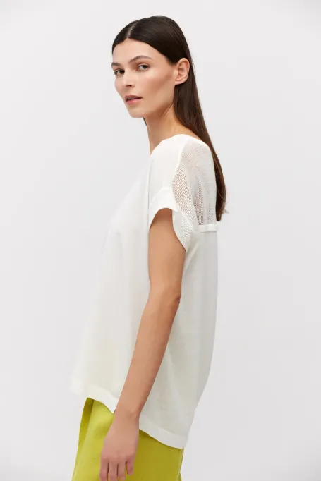 Bluza alba din matase tricotata Bluza alba din matase tricotata
