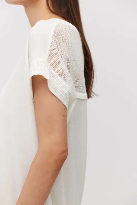 Bluza alba din matase tricotata Bluza alba din matase tricotata