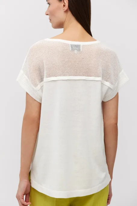 Bluza alba din matase tricotata